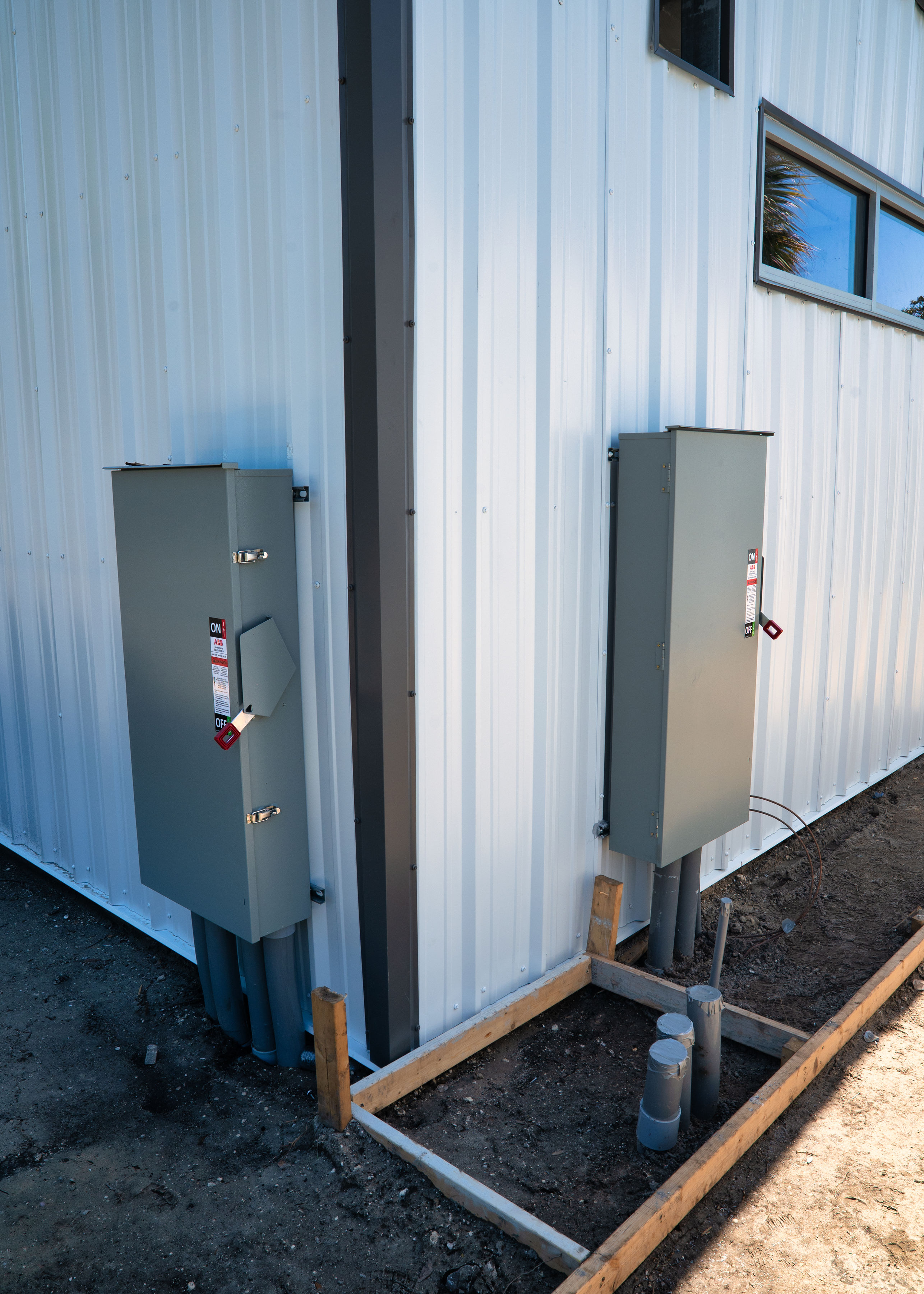 Electrical boxes outside the new Engineering and shop class building image 5