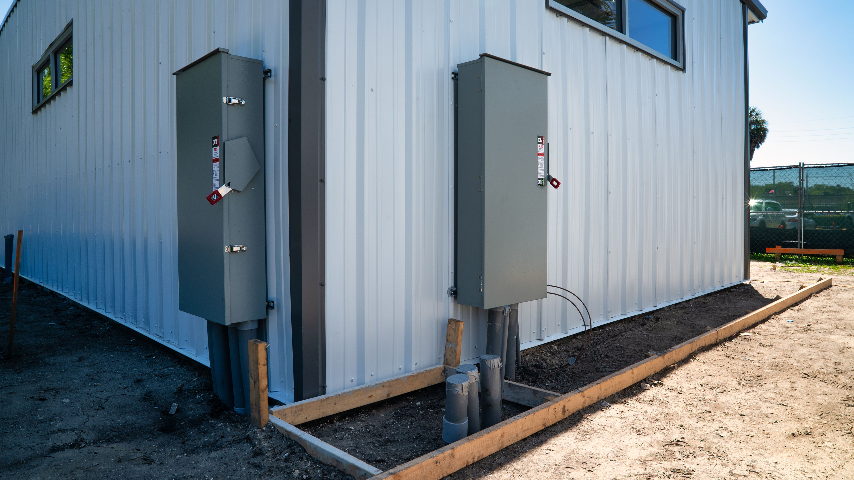 Electrical boxes outside the new Engineering and shop class building image 6