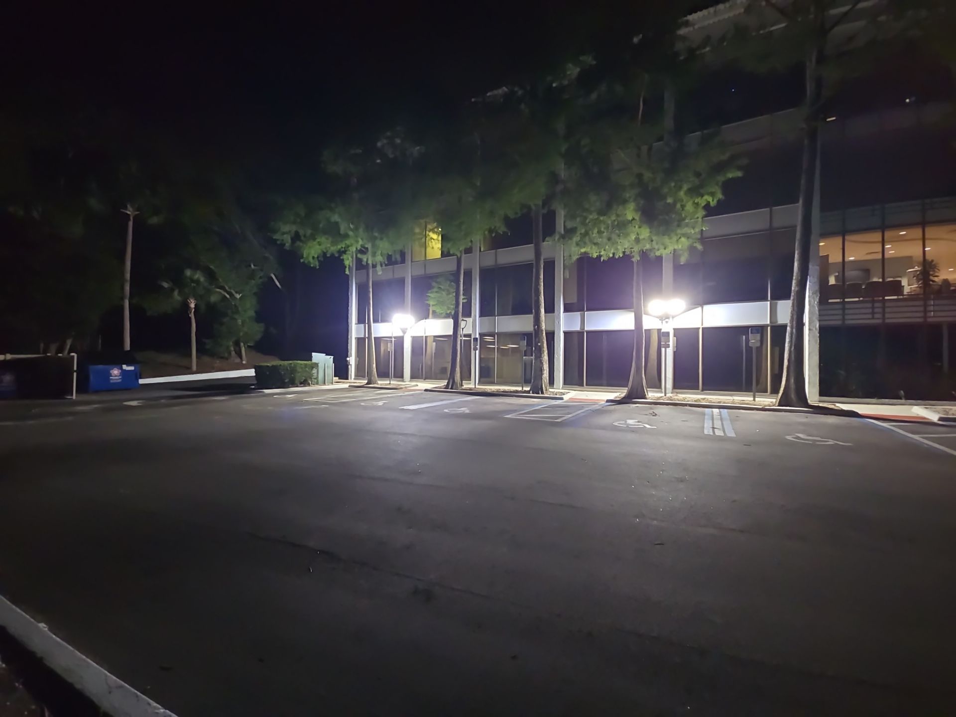 Exterior lights outside of a building